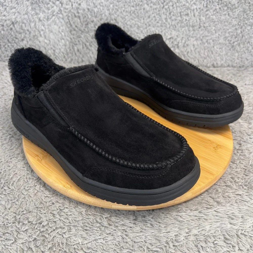 Skechers Hands Free Slip Ins Murette Scofield Mens 11 Black Fur Loafers 205606